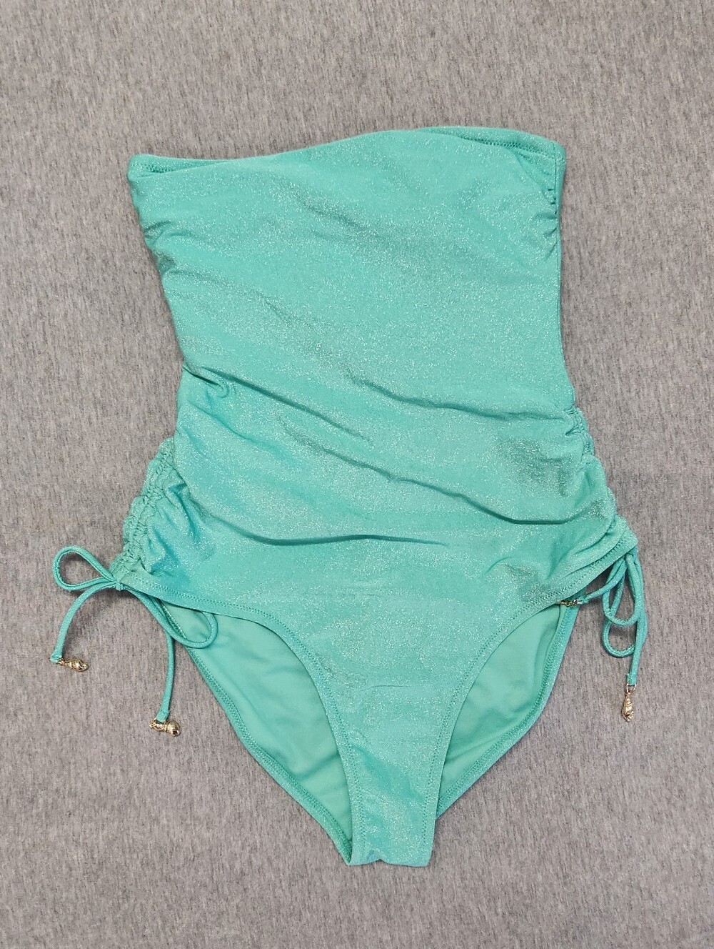 Shade & Shore Women’s Sparkle Bandeau One‑Piece Swimsuit - Turquoise Green (M)